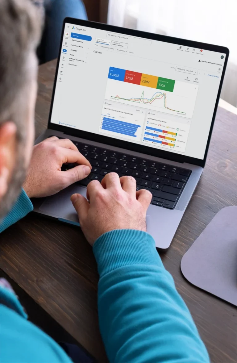 Laptop screen showing Google Ads interface